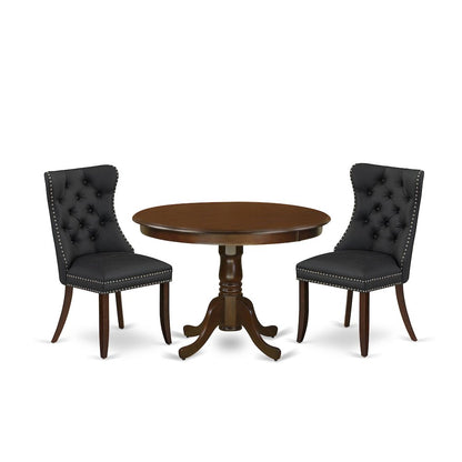 3 Piece Dining Table Set Contains a Round Kitchen Table with Pedestal