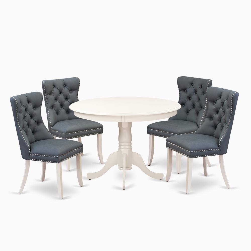 5 Piece Dining Table Set Consists of a Round Kitchen Table with Pedestal