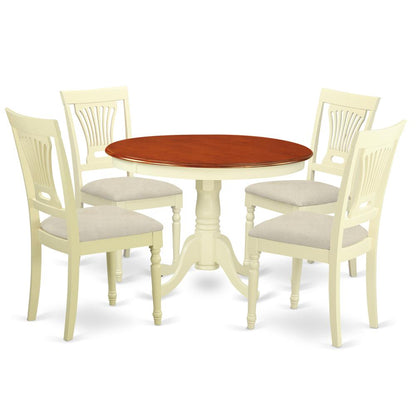 HLPL5-BMK-C 5 Pc set with a Dining Table and 4 Dinette Chairs in Buttermilk and Cherry .