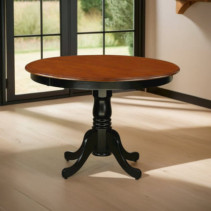 Classic Round Kitchen Table in Black and Cherry for Small Dining Spaces