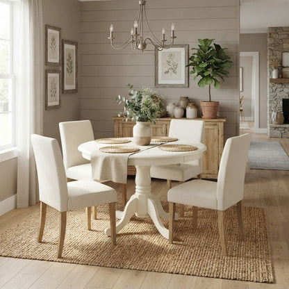 Solid Wood Round Pedestal Dining and Kitchen Table, Traditional Style