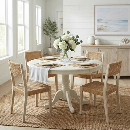 Solid Wood Round Pedestal Dining and Kitchen Table, Traditional Style