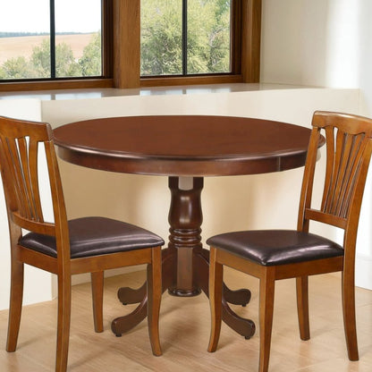 Elegant 42 Inch Round Dining Table in Mahogany Finish for Small Spaces
