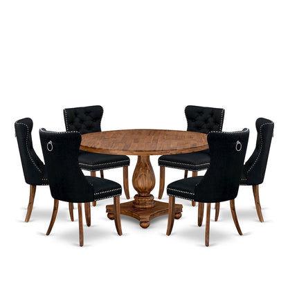 7-Piece Kitchen Table Set In Black Color