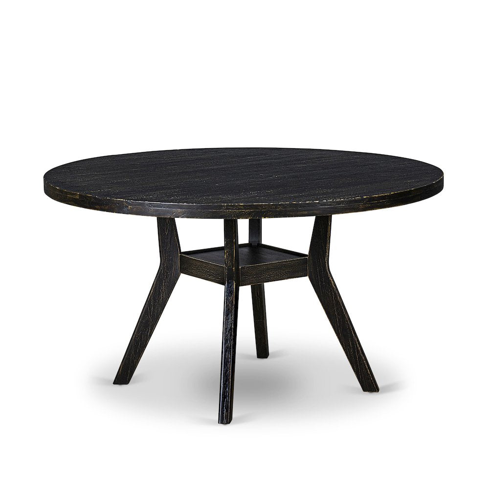 5 Piece Dining Table Set Consists Of 54" Round Table In Burgandy Color
