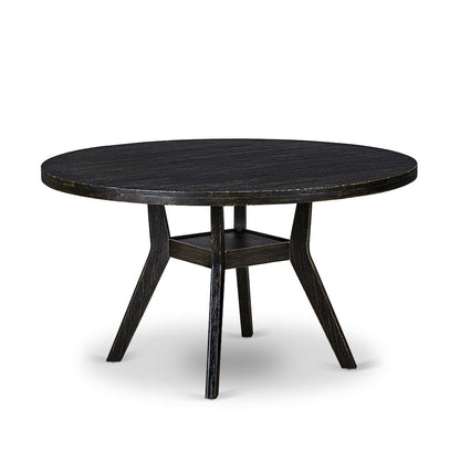 5 Piece Dining Table Set Consists Of 54" Round Table In Burgandy Color