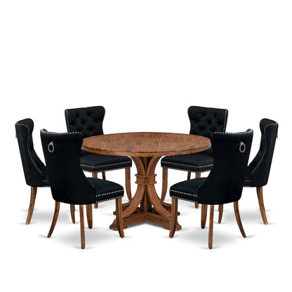 7-Piece Kitchen Dining Table Set In Black Color