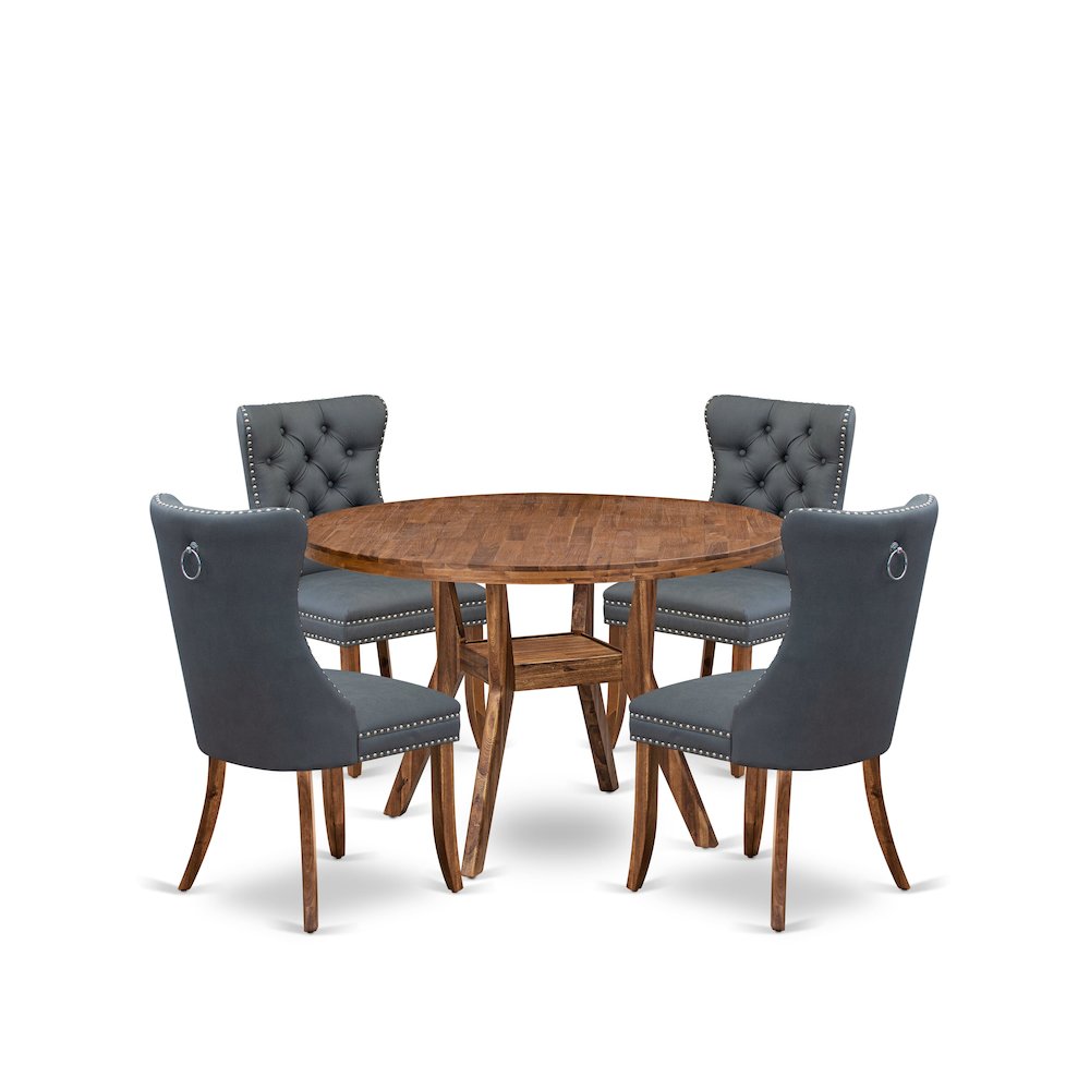 5-Piece Modern Dining Table A Kitchen Table, 4 Platinum Gray Dining Room Chairs