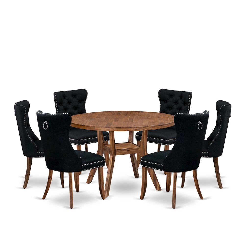 7-Piece Modern Dining Room Set In Black Color