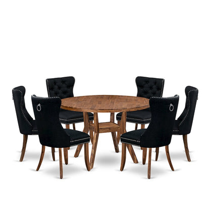 7-Piece Modern Dining Room Set In Black Color