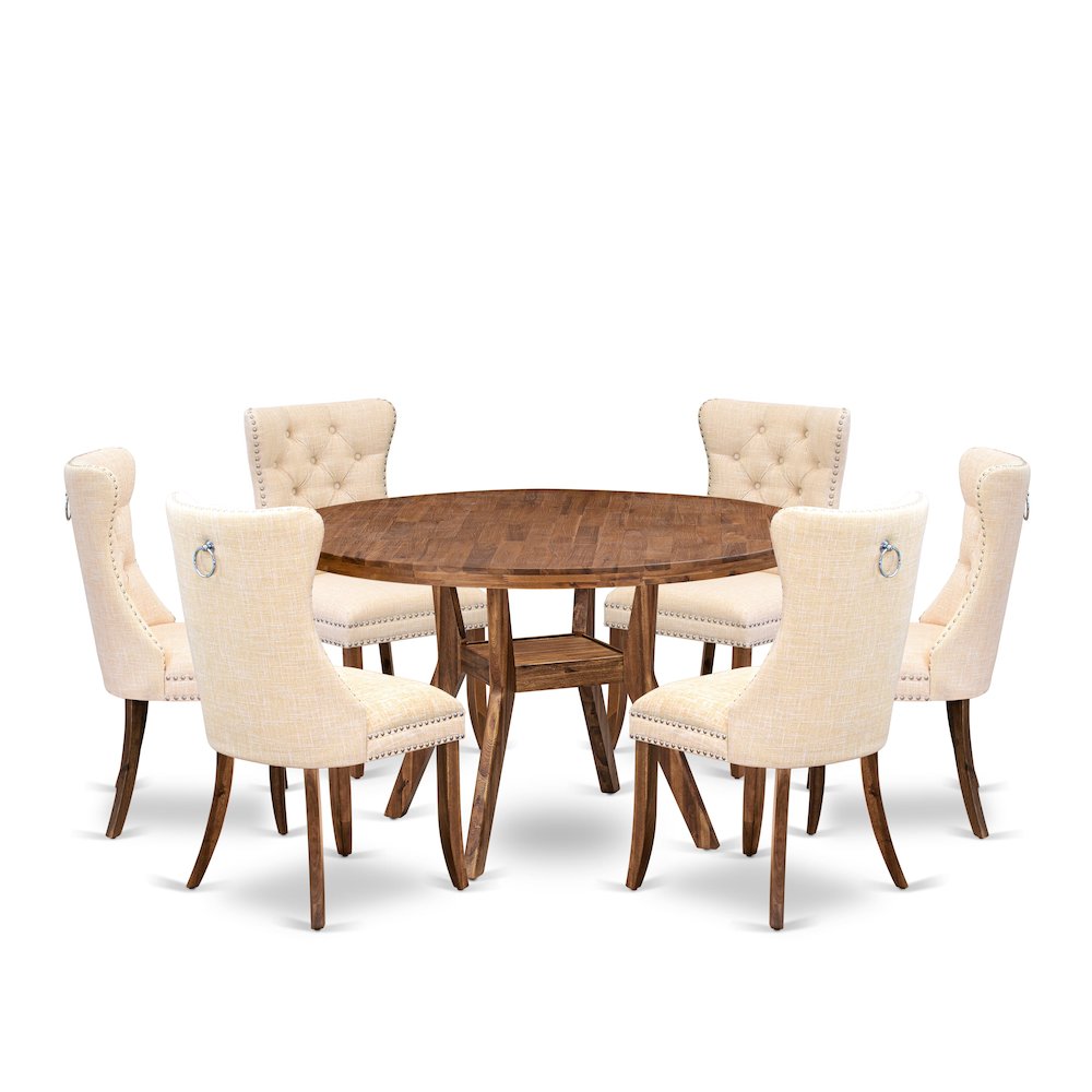 7-Piece Kitchen Table Set In Light Beige Color