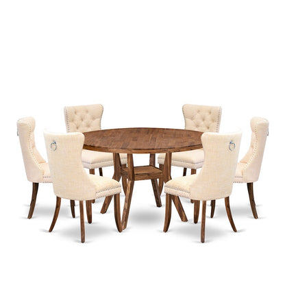 7-Piece Kitchen Table Set In Light Beige Color