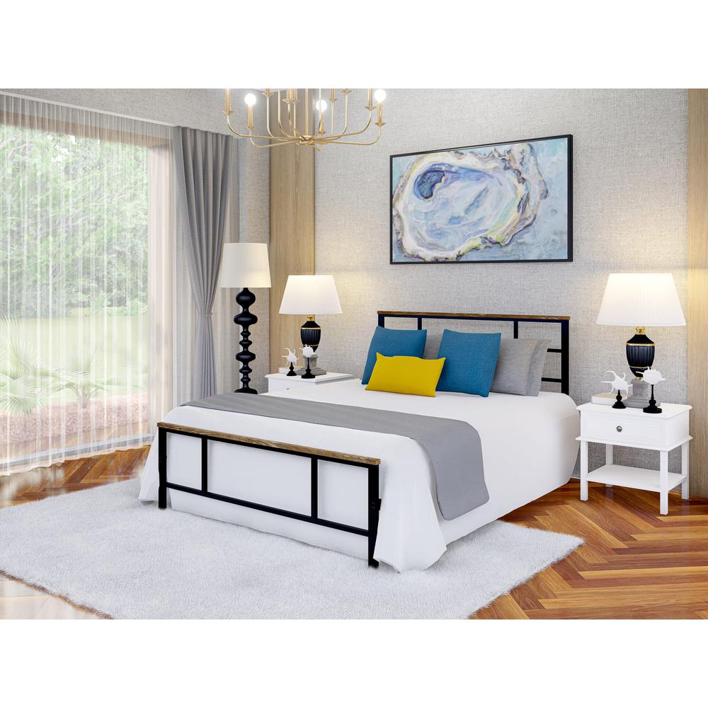 Ingram Full Size Bed with 7 Metal Legs - Lavish Bed in Powder Coating Black Color