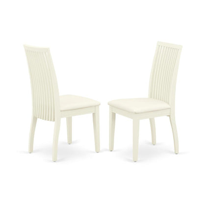 East West Furniture DMIP3-LWH-C 3 Piece Dining Room Table Set Contains 1 Drop Leaves Dining Room Table and 2 Linen White Dining Room Chairs with Slatted Back - Linen White Finish