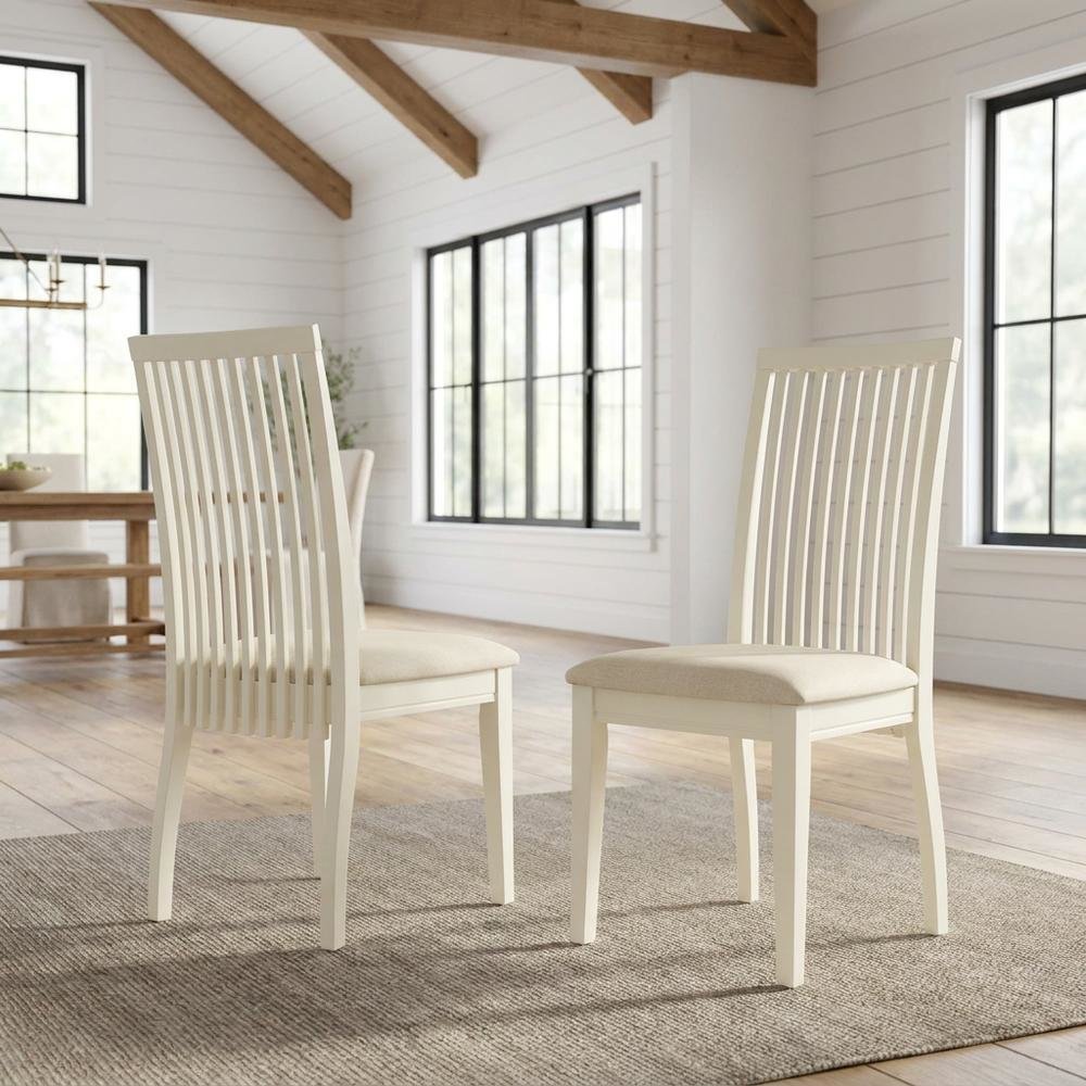 Linen-Upholstered Dining Chair with Solid Wood Legs for Dining Room, Set of 2