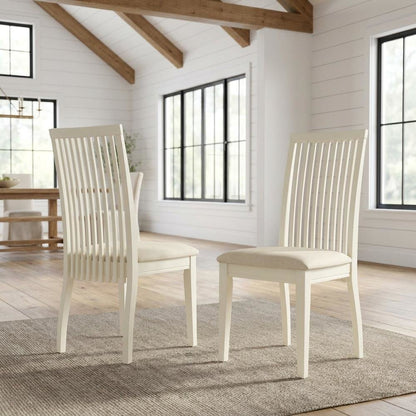 Linen-Upholstered Dining Chair with Solid Wood Legs for Dining Room, Set of 2