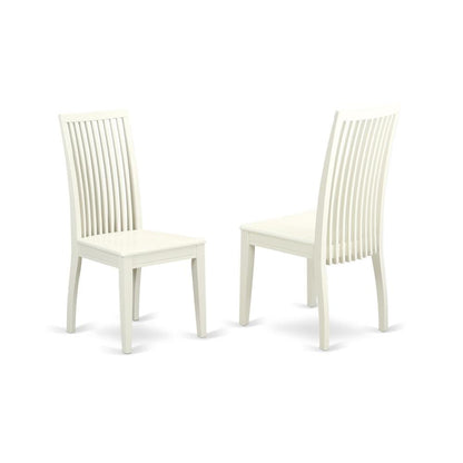 Linen Upholstered Dining Chair with Slat Back for Dining Room, Set of 2