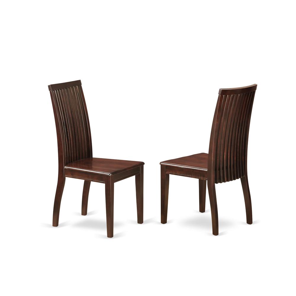 AMIP3-MAH-W 3 Piece Dining Table Set - 1 Pedestal Table and 2 Mahogany Dining Chairs - Mahogany Finish