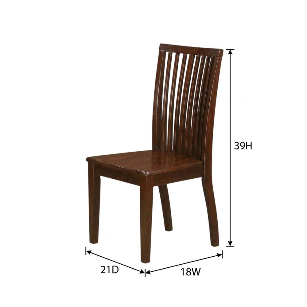Mahogany Wood Dining Chair with High Back Slat Design for Kitchen Table, Set of 2