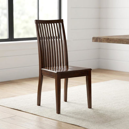 Mahogany Wood Dining Chair with High Back Slat Design for Kitchen Table, Set of 2