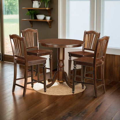 Counter Height Dining Room Table Set for 4 with Round Table and Stools