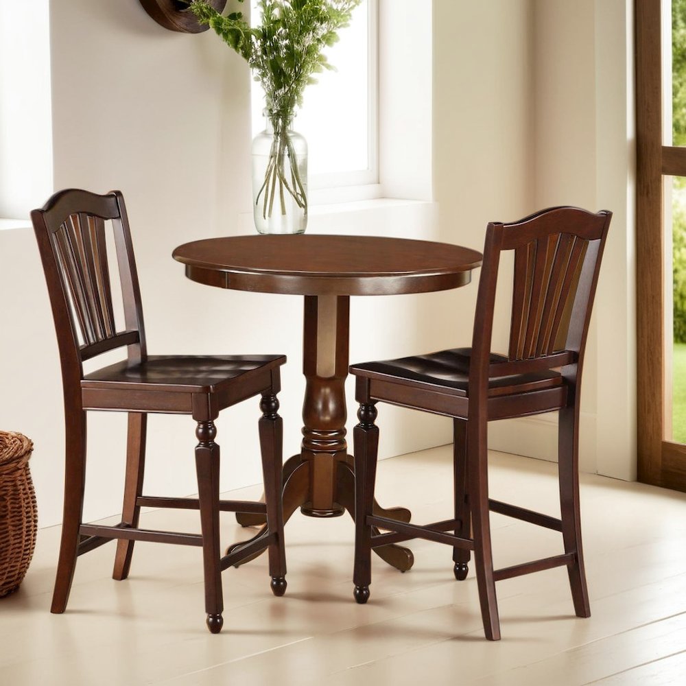 Counter Height Dining Room Table Set for 4 with Round Table and Stools