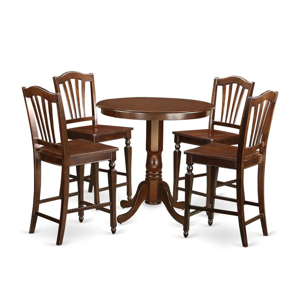 Counter Height Dining Room Table Set for 4 with Round Table and Stools