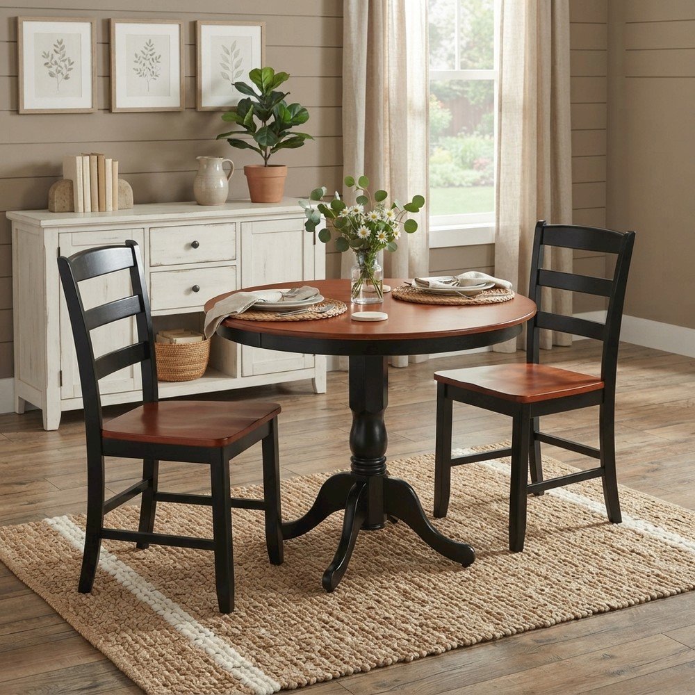 Solid Wood Round Counter Height Pub Table with Pedestal Base