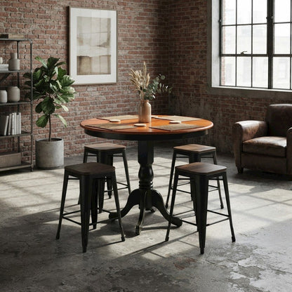 Solid Wood Round Counter Height Pub Table with Pedestal Base