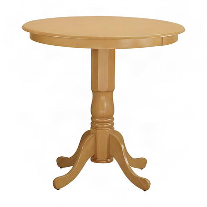 Traditional Round Wood Pedestal Counter Height Kitchen Bar Pub Table, Oak