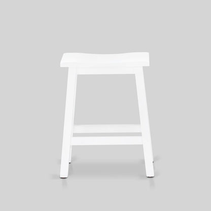East West Furniture 4 Piece Mid Century Dining Set Contains a Dining Table, 2 Kitchen Stools with a Kitchen Bench - Wire Brushed Bright White Finish