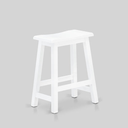 East West Furniture 4 Piece Mid Century Dining Set Contains a Dining Table, 2 Kitchen Stools with a Kitchen Bench - Wire Brushed Bright White Finish
