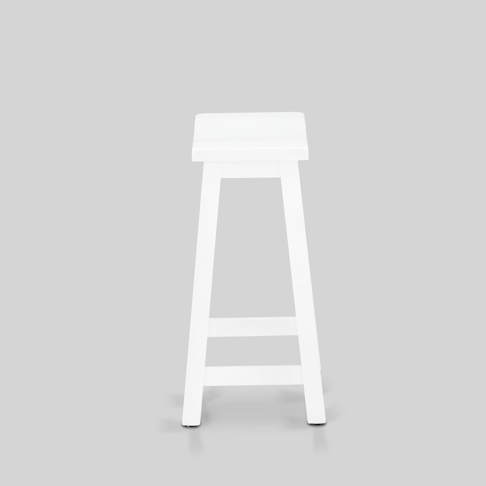 East West Furniture 4 Piece Mid Century Dining Set Contains a Dining Table, 2 Kitchen Stools with a Kitchen Bench - Wire Brushed Bright White Finish