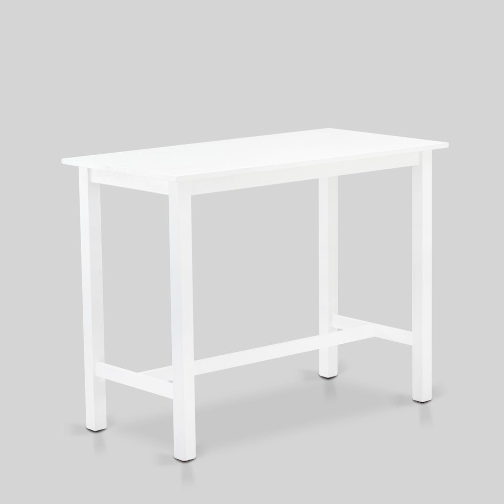 East West Furniture 4 Piece Mid Century Dining Set Contains a Dining Table, 2 Kitchen Stools with a Kitchen Bench - Wire Brushed Bright White Finish