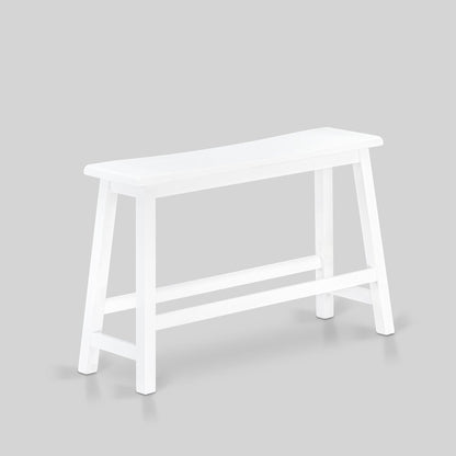 East West Furniture 4 Piece Mid Century Dining Set Contains a Dining Table, 2 Kitchen Stools with a Kitchen Bench - Wire Brushed Bright White Finish