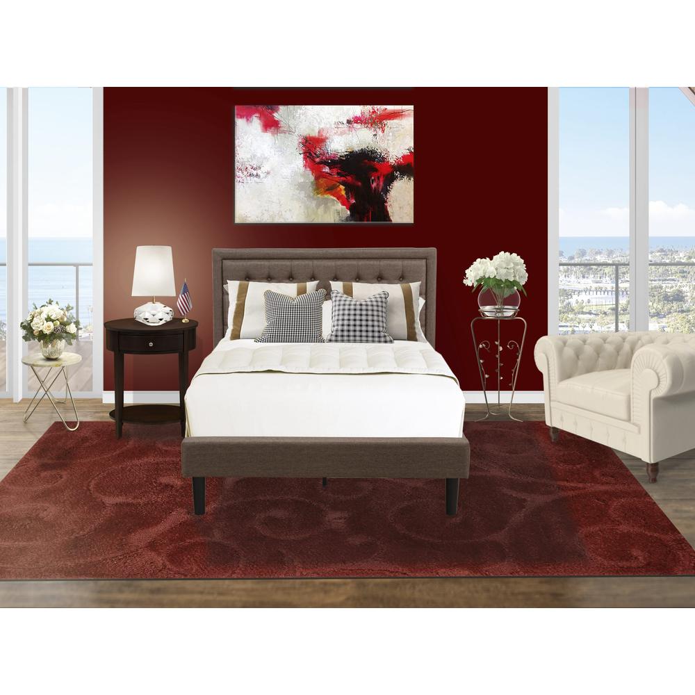 KD18F-1HI0M 2 Pc Bed Set - Full Size Bed Brown Headboard with 1 Night Stand for Bedroom - Black Finish Legs