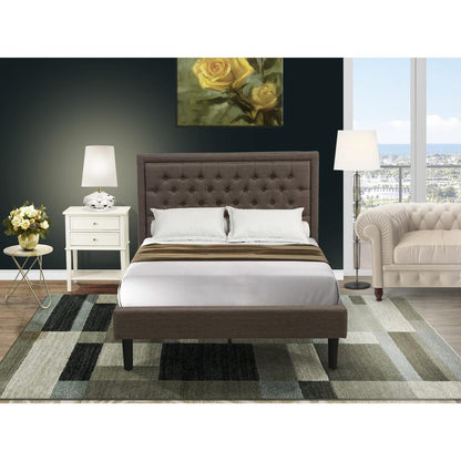 KD18F-1VL0C 2 Piece Full Size Bed Set - Full Size Bed Brown Headboard with 1 Night Stand - Black Finish Legs