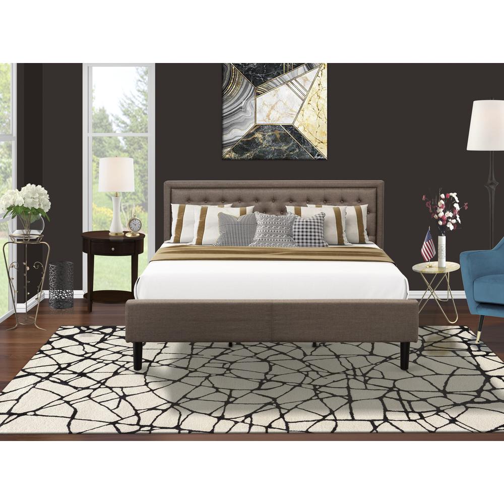 KD18K-1HI0M 2 Piece King Bedroom Set - King Size Bed Brown Headboard with 1 Nightstand - Black Finish Legs