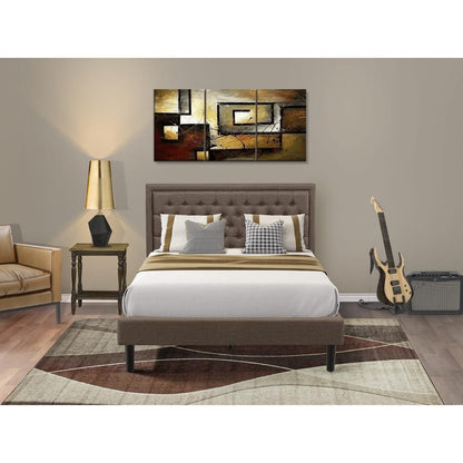 KD18Q-1BF07 2 Piece Queen Bedroom Set - Queen Bed Frame Brown Headboard with 1 Night Stand - Black Finish Legs