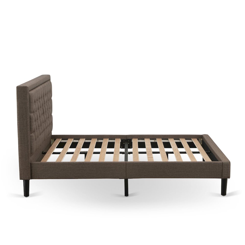 KD18Q-1BF07 2 Piece Queen Bedroom Set - Queen Bed Frame Brown Headboard with 1 Night Stand - Black Finish Legs
