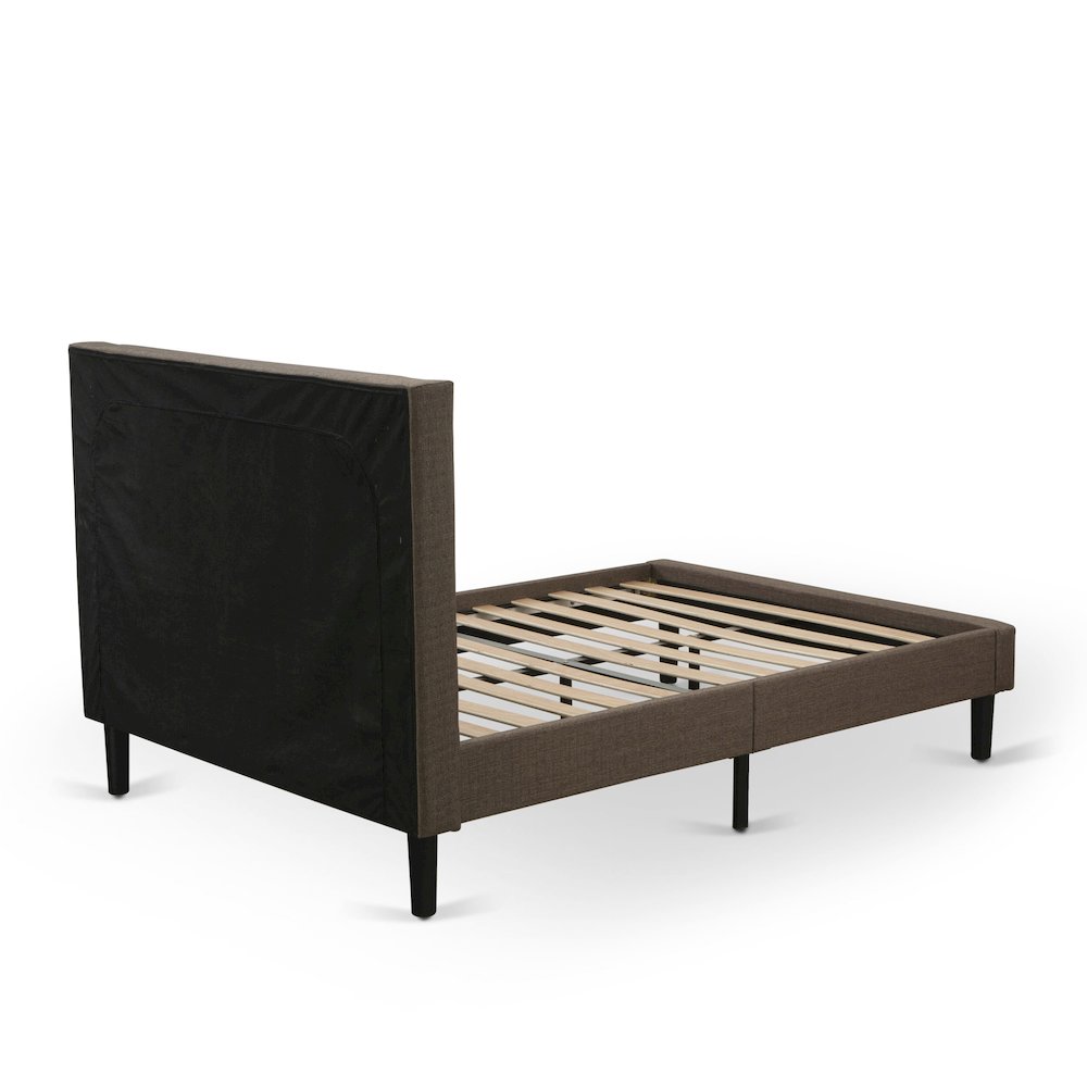 KD18Q-1BF07 2 Piece Queen Bedroom Set - Queen Bed Frame Brown Headboard with 1 Night Stand - Black Finish Legs