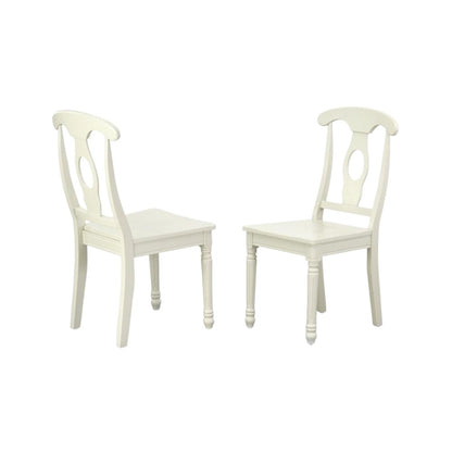 White Dining Chair, Wooden Seat, High Back, Set of 2, Solid Wood