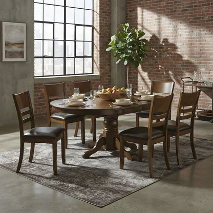 Wood Oval Dining Table with Butterfly Leaf and Chairs 7 Piece Set, Espresso