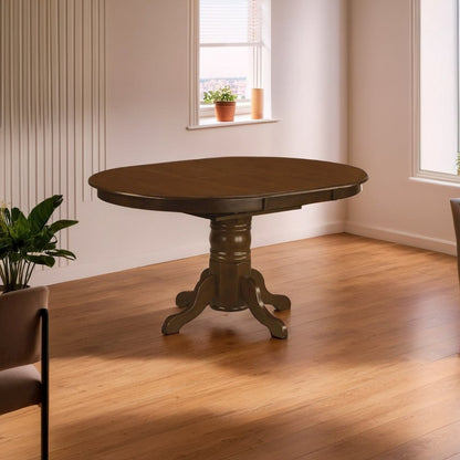 Elegant Oval Pedestal Dining Table with Butterfly Leaf for 6 Guests