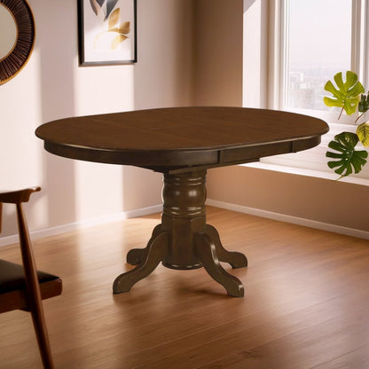 Elegant Oval Pedestal Dining Table with Butterfly Leaf for 6 Guests