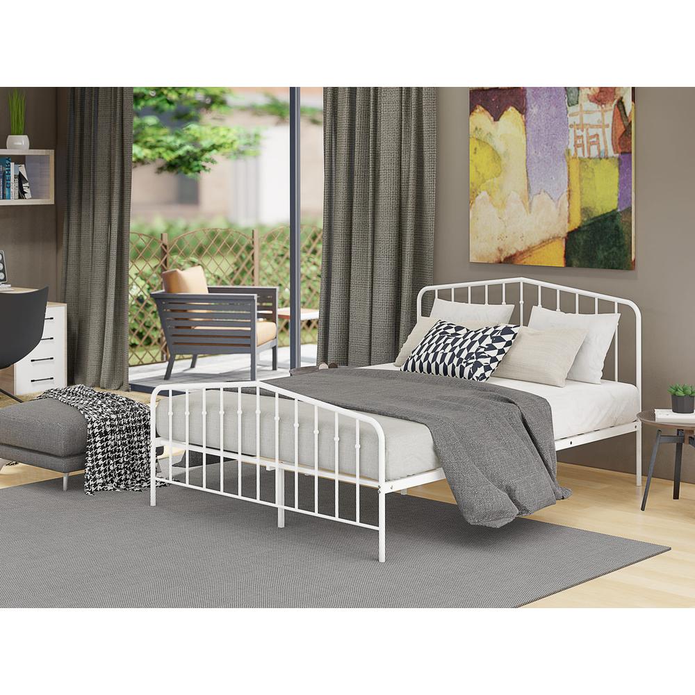 Kemah Queen Platform Bed with 4 Metal Legs - Magnificent Bed in Powder Coating White Color