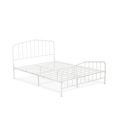 Kemah Queen Platform Bed with 4 Metal Legs - Magnificent Bed in Powder Coating White Color