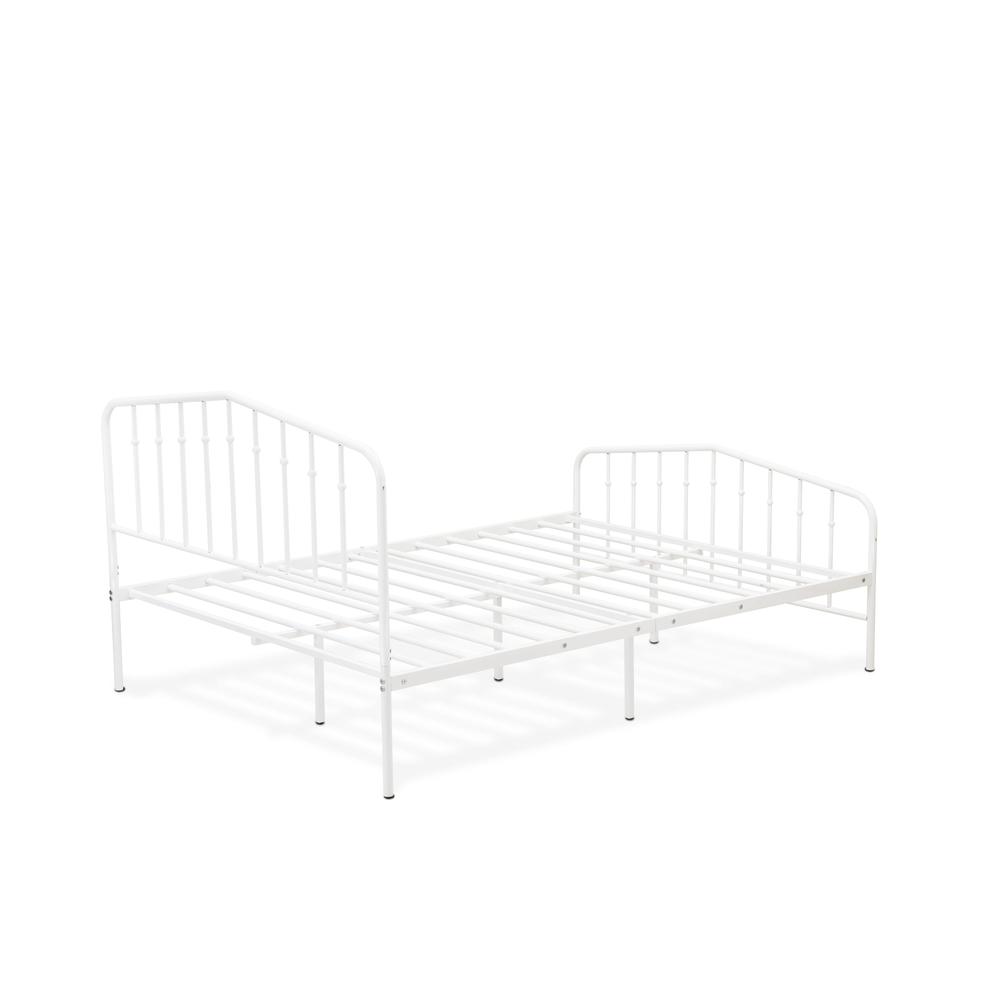 Kemah Queen Platform Bed with 4 Metal Legs - Magnificent Bed in Powder Coating White Color
