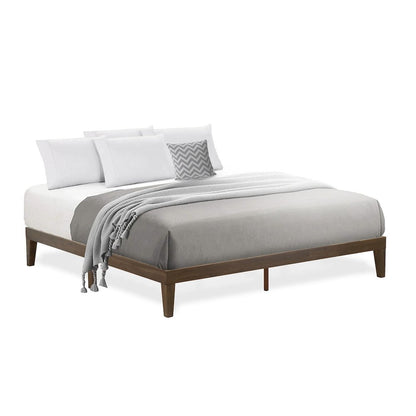 King Size Platform Bed with 4 Legs and 2 Extra Center Legs - Walnut Finish