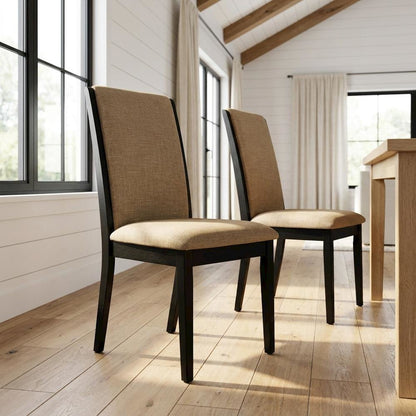 Upholstered Parson Dining Chair with High Back for Dining Room, Light Sable, Set of 2